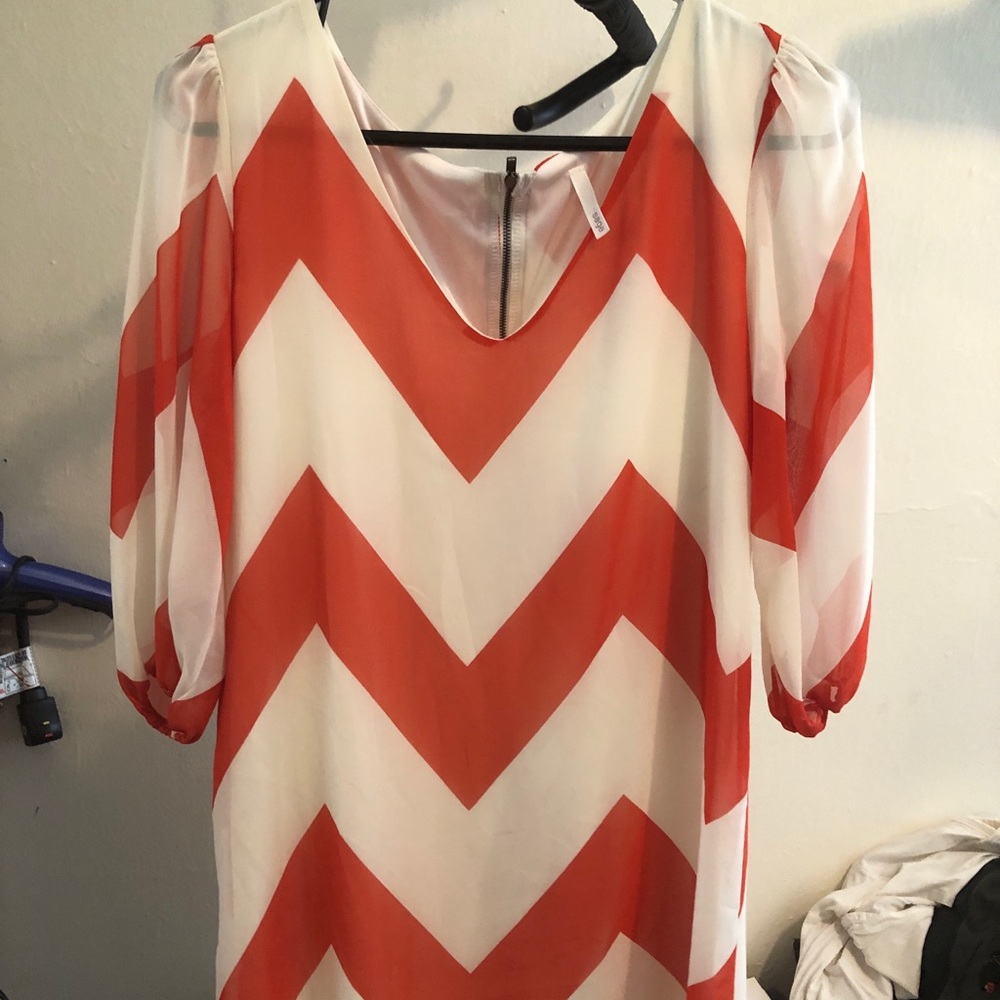 Orange and White Chevron tunic